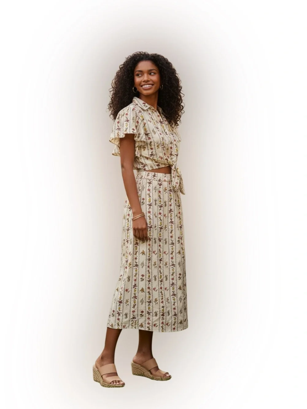 NWT Philosophy Republic Floral Cotton Top Maxi Skirt 2 Piece Set Large